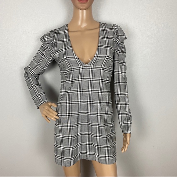 NEW LOVERS + FRIENDS PLAID PRINT MINI DRESS - Picture 2 of 8